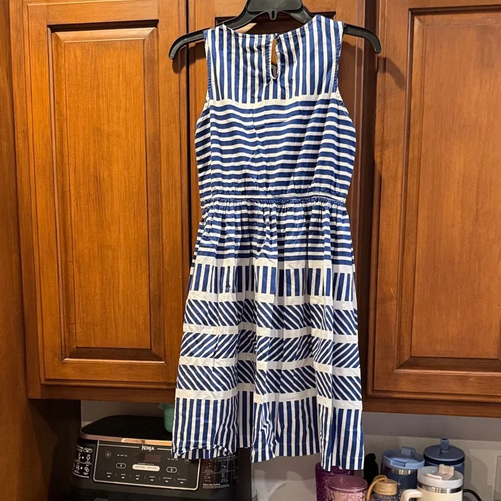 Lands' End Blue and White Striped Kids Casual Dress size 14